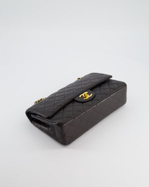 Chanel Espresso Brown Vintage Classic Double Flap Bag in Lambskin Leather with 24K Gold Hardware