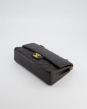 Chanel Espresso Brown Vintage Classic Double Flap Bag in Lambskin Leather with 24K Gold Hardware