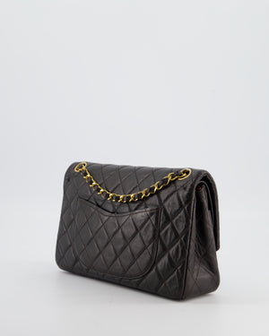 Chanel Espresso Brown Vintage Classic Double Flap Bag in Lambskin Leather with 24K Gold Hardware