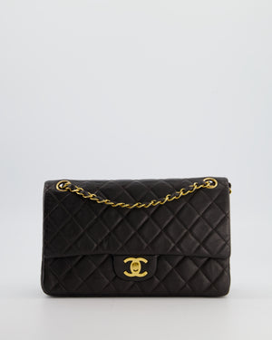 Chanel Espresso Brown Vintage Classic Double Flap Bag in Lambskin Leather with 24K Gold Hardware