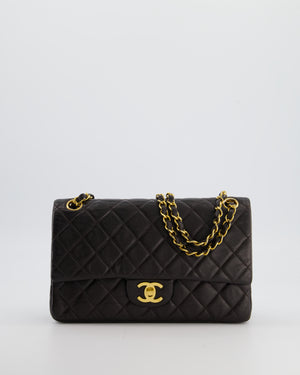Chanel Espresso Brown Vintage Classic Double Flap Bag in Lambskin Leather with 24K Gold Hardware