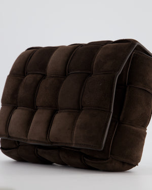 *HOT* Bottega Veneta Chocolate Brown Cassette Padded Intrecciato Suede Shoulder Bag with Gold Hardware