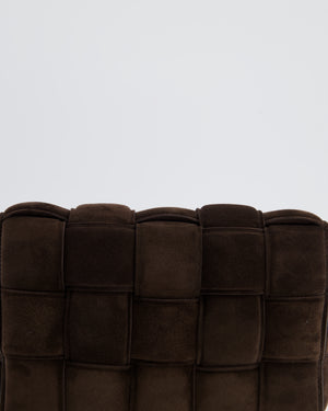 *HOT* Bottega Veneta Chocolate Brown Cassette Padded Intrecciato Suede Shoulder Bag with Gold Hardware