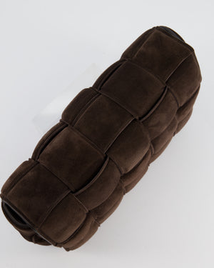 *HOT* Bottega Veneta Chocolate Brown Cassette Padded Intrecciato Suede Shoulder Bag with Gold Hardware