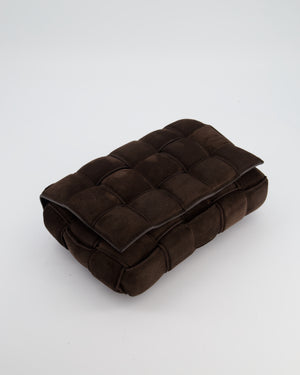 *HOT* Bottega Veneta Chocolate Brown Cassette Padded Intrecciato Suede Shoulder Bag with Gold Hardware