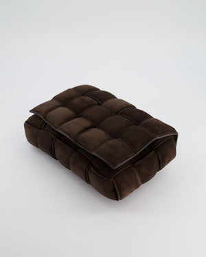 *HOT* Bottega Veneta Chocolate Brown Cassette Padded Intrecciato Suede Shoulder Bag with Gold Hardware