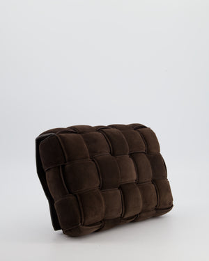 *HOT* Bottega Veneta Chocolate Brown Cassette Padded Intrecciato Suede Shoulder Bag with Gold Hardware