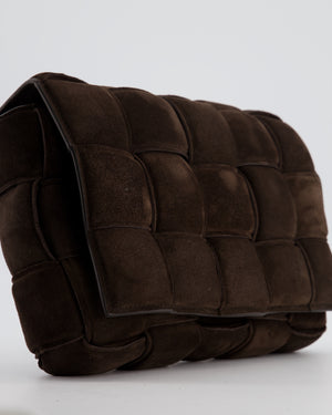 *HOT* Bottega Veneta Chocolate Brown Cassette Padded Intrecciato Suede Shoulder Bag with Gold Hardware