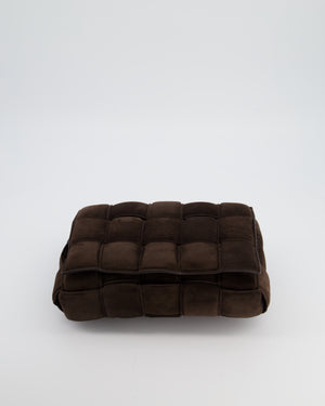 *HOT* Bottega Veneta Chocolate Brown Cassette Padded Intrecciato Suede Shoulder Bag with Gold Hardware