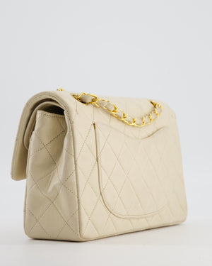Chanel Cream Vintage Small Classic Double Flap Bag in Lambskin Leather with 24K Gold Hardware