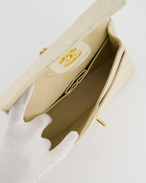 Chanel Cream Vintage Small Classic Double Flap Bag in Lambskin Leather with 24K Gold Hardware