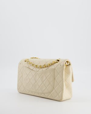 Chanel Cream Vintage Small Classic Double Flap Bag in Lambskin Leather with 24K Gold Hardware