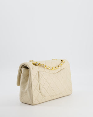 Chanel Cream Vintage Small Classic Double Flap Bag in Lambskin Leather with 24K Gold Hardware