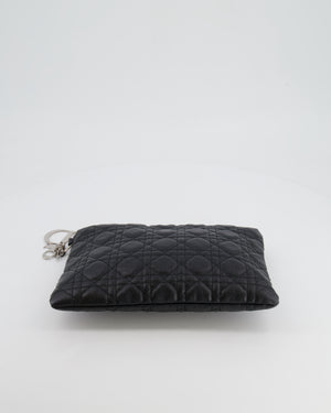 Christian Dior Black Leather Cannage Pouch Bag with Silver Hardware