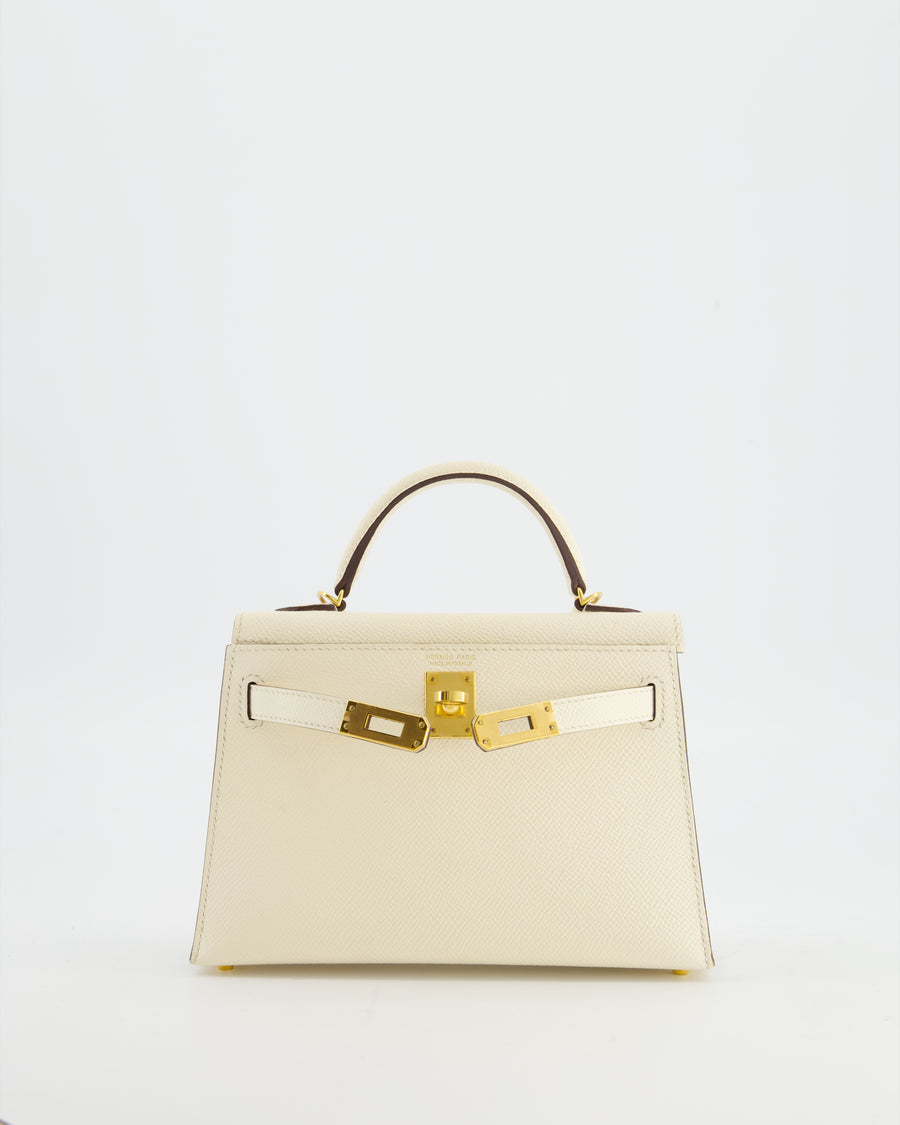 *HOT* Hermès Mini Kelly II Bag in Nata Epsom Leather with Gold Hardware