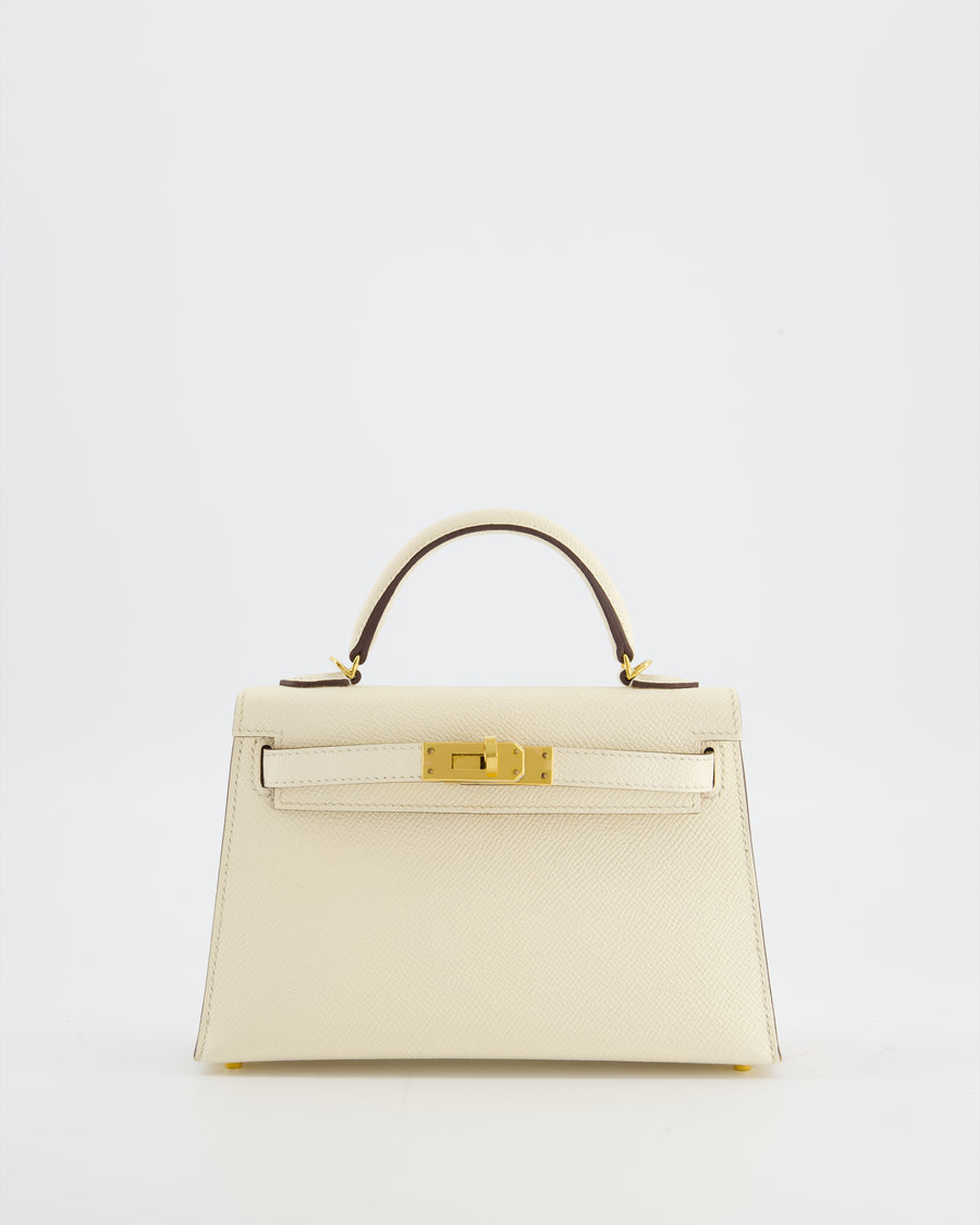 *HOT* Hermès Mini Kelly II Bag in Nata Epsom Leather with Gold Hardware