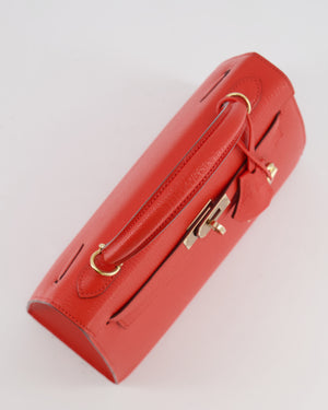 Hermès HSS Kelly 25 Verso Sellier Bag in Capucine Chèvre Mysore Leather and Gold Interior with Permabrass Hardware