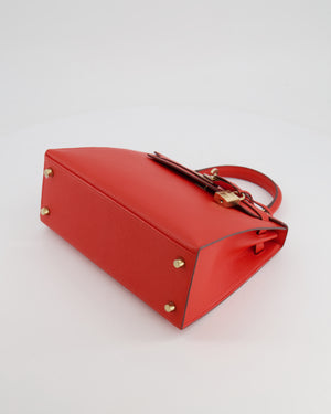 Hermès HSS Kelly 25 Verso Sellier Bag in Capucine Chèvre Mysore Leather and Gold Interior with Permabrass Hardware