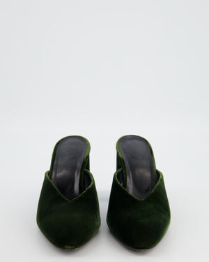 Hermès Green Velvet Victoria Mules Heels Size EU 37