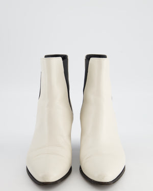 Celine White Pointed Boots with Black Detail Size EU 37.5
