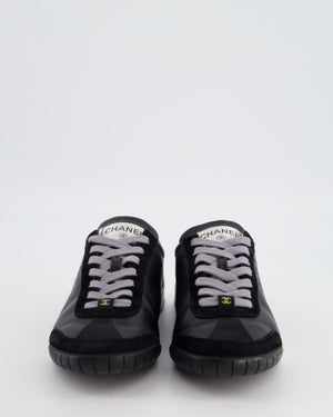 Chanel Interlocking Black Calfskin Leather Sneakers with Logo Detail Size EU 37.5