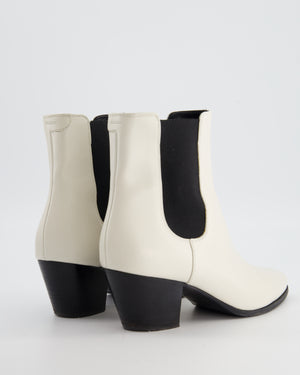 Celine White Pointed Boots with Black Detail Size EU 37.5