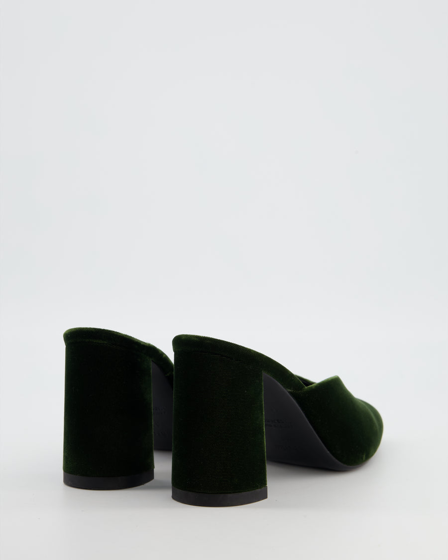 Hermès Green Velvet Victoria Mules Heels Size EU 37
