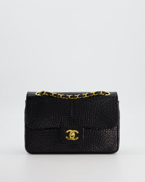 *RARE* Chanel Black Classic Flap Bag in Crocodile Patent Leather with Gold Hardware