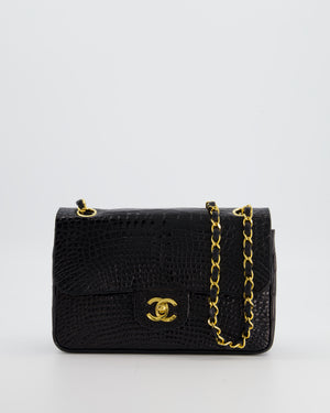 *RARE* Chanel Black Classic Flap Bag in Crocodile Patent Leather with Gold Hardware