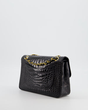 *RARE* Chanel Black Classic Flap Bag in Crocodile Patent Leather with Gold Hardware
