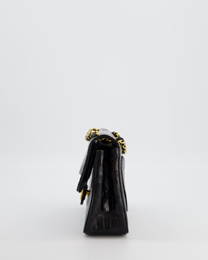 *RARE* Chanel Black Classic Flap Bag in Crocodile Patent Leather with Gold Hardware