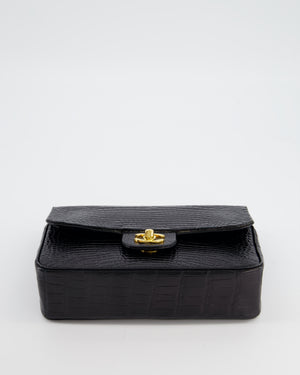*RARE* Chanel Black Classic Flap Bag in Crocodile Patent Leather with Gold Hardware