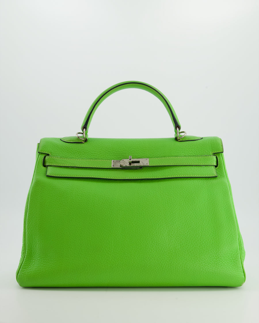 Hermès Kelly 35 Vintage Retourne in Apple Green Clemence Leather with Palladium Hardware