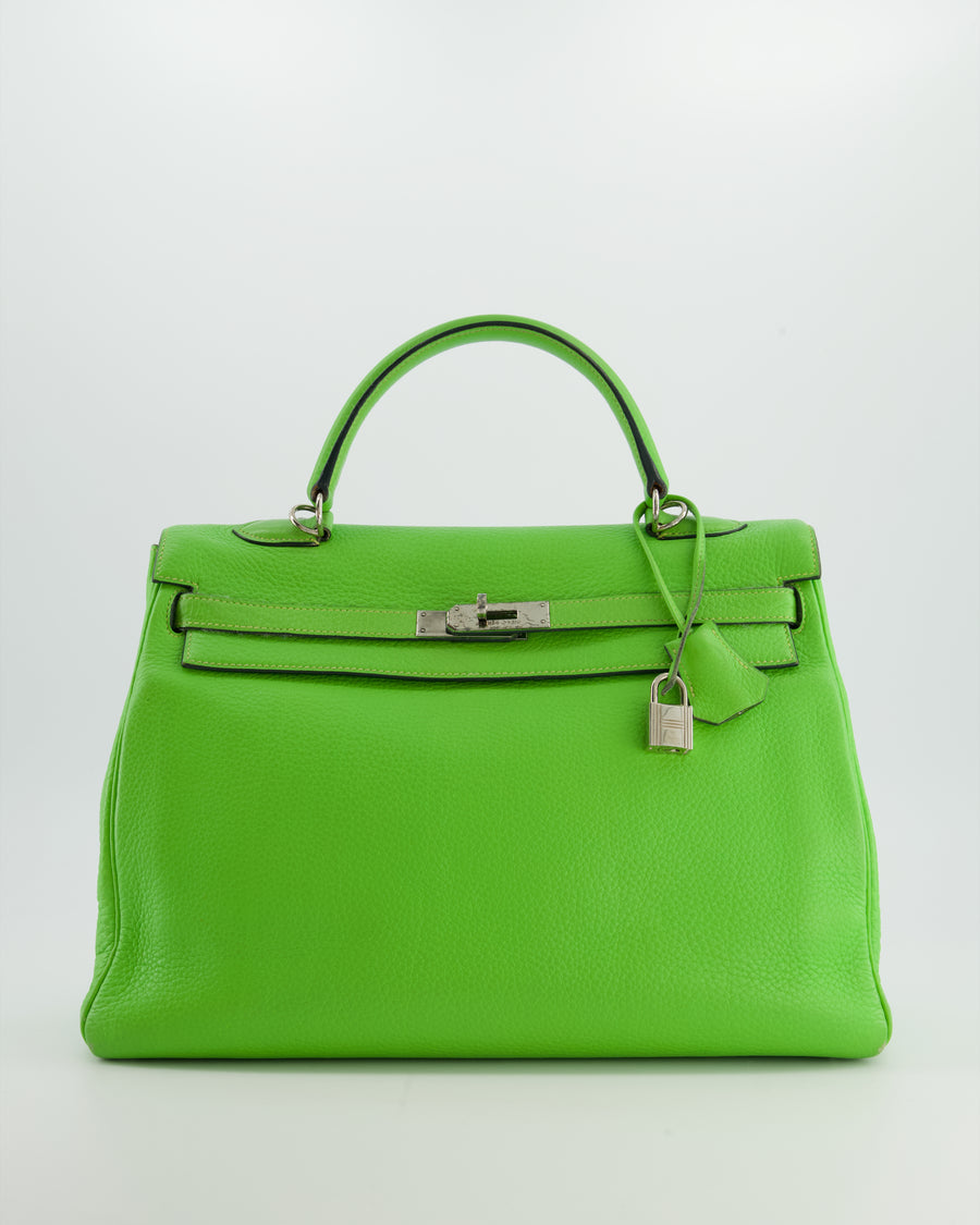 Hermès Kelly 35 Vintage Retourne in Apple Green Clemence Leather with Palladium Hardware