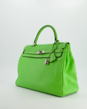 Hermès Kelly 35 Vintage Retourne in Apple Green Clemence Leather with Palladium Hardware