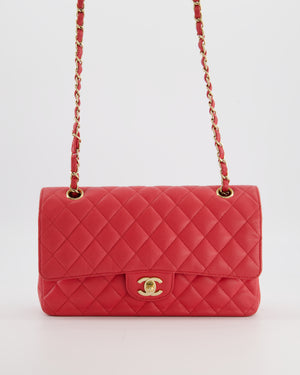 Chanel Pink Medium Classic Double Flap Bag in Caviar Leather with Champagne Gold Hardware