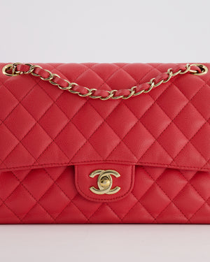 Chanel Pink Medium Classic Double Flap Bag in Caviar Leather with Champagne Gold Hardware