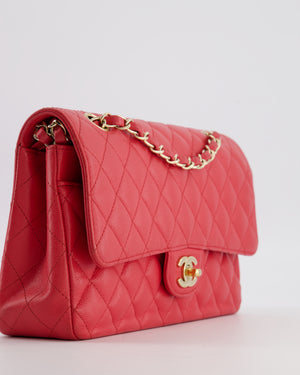 Chanel Pink Medium Classic Double Flap Bag in Caviar Leather with Champagne Gold Hardware