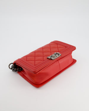 *FIRE PRICE* Chanel Red Boy Bag in Aged Calfskin Leather with Ruthenium Hardware