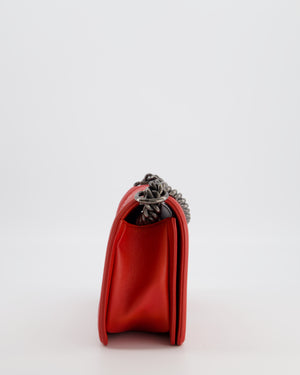 *FIRE PRICE* Chanel Red Boy Bag in Aged Calfskin Leather with Ruthenium Hardware