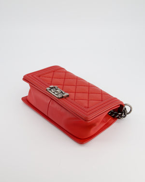 *FIRE PRICE* Chanel Red Boy Bag in Aged Calfskin Leather with Ruthenium Hardware