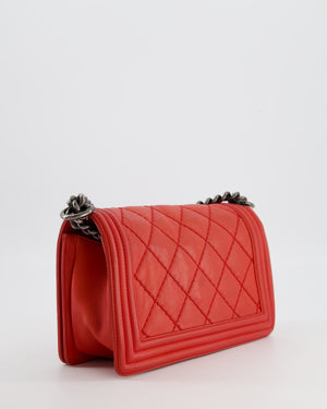 *FIRE PRICE* Chanel Red Boy Bag in Aged Calfskin Leather with Ruthenium Hardware