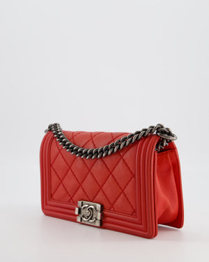 *FIRE PRICE* Chanel Red Boy Bag in Aged Calfskin Leather with Ruthenium Hardware