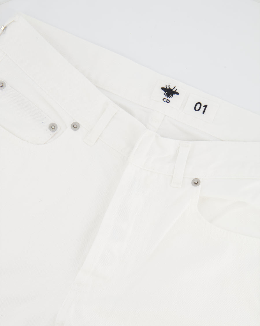 Christian Dior White Straight Jeans with Logo Details Size FR 34 (UK 6) RRP £1,150