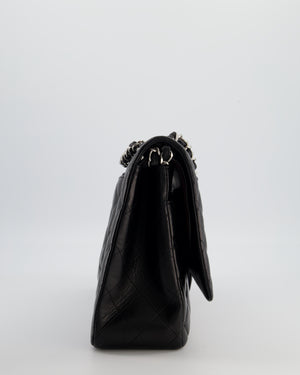 *FIRE PRICE* Chanel Black Maxi Classic Double Flap Bag in Lambskin Leather with Silver Hardware