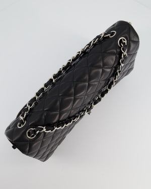 *FIRE PRICE* Chanel Black Maxi Classic Double Flap Bag in Lambskin Leather with Silver Hardware