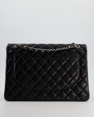 *FIRE PRICE* Chanel Black Maxi Classic Double Flap Bag in Lambskin Leather with Silver Hardware