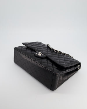 *FIRE PRICE* Chanel Black Maxi Classic Double Flap Bag in Lambskin Leather with Silver Hardware