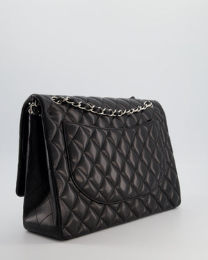 *FIRE PRICE* Chanel Black Maxi Classic Double Flap Bag in Lambskin Leather with Silver Hardware