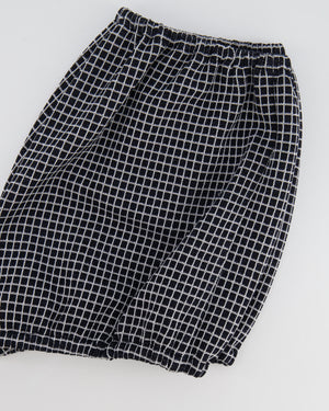 Chanel Black and White Checkered Micro Shorts with Silver Metallic Details and Silver CC Logo Buttons Size FR 36 (UK 8)